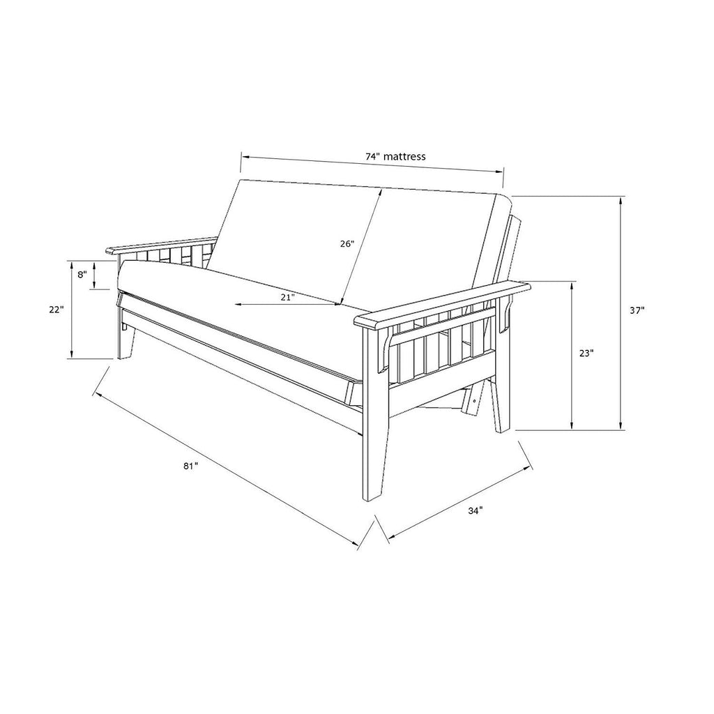 Kodiak Furniture Tucson Full Size Futon Set in Rustic Walnut Finish, Suede Gray