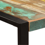 vidaXL Solid Reclaimed Wood Dining Table with Powder-Coated Steel Legs, Handmade, Sustainable, Antique Furniture Ideal for Interior Spaces, Multicolour Black