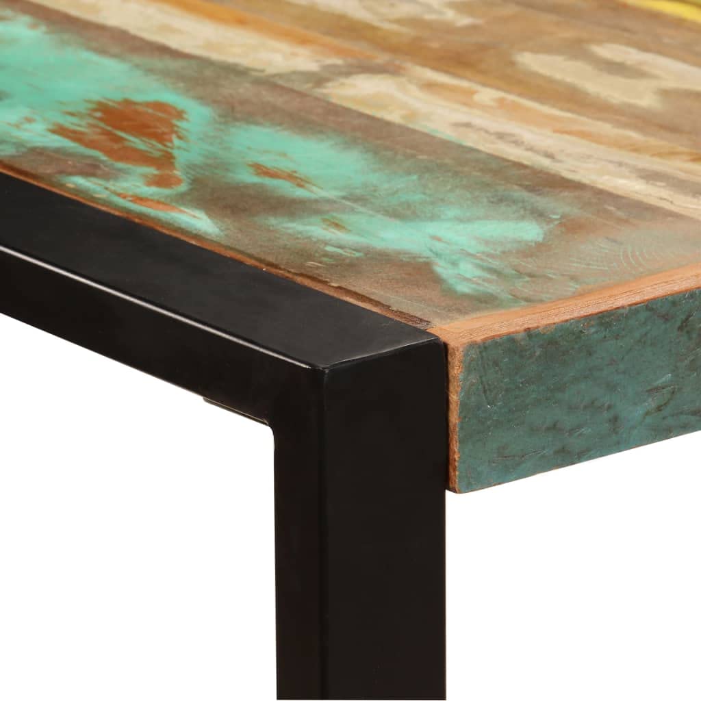 vidaXL Solid Reclaimed Wood Dining Table with Powder-Coated Steel Legs, Handmade, Sustainable, Antique Furniture Ideal for Interior Spaces, Multicolour Black