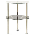 FAMIROSA 2-Tier Side Table Transparent & Black 15"x15"x19.7" Tempered Glass