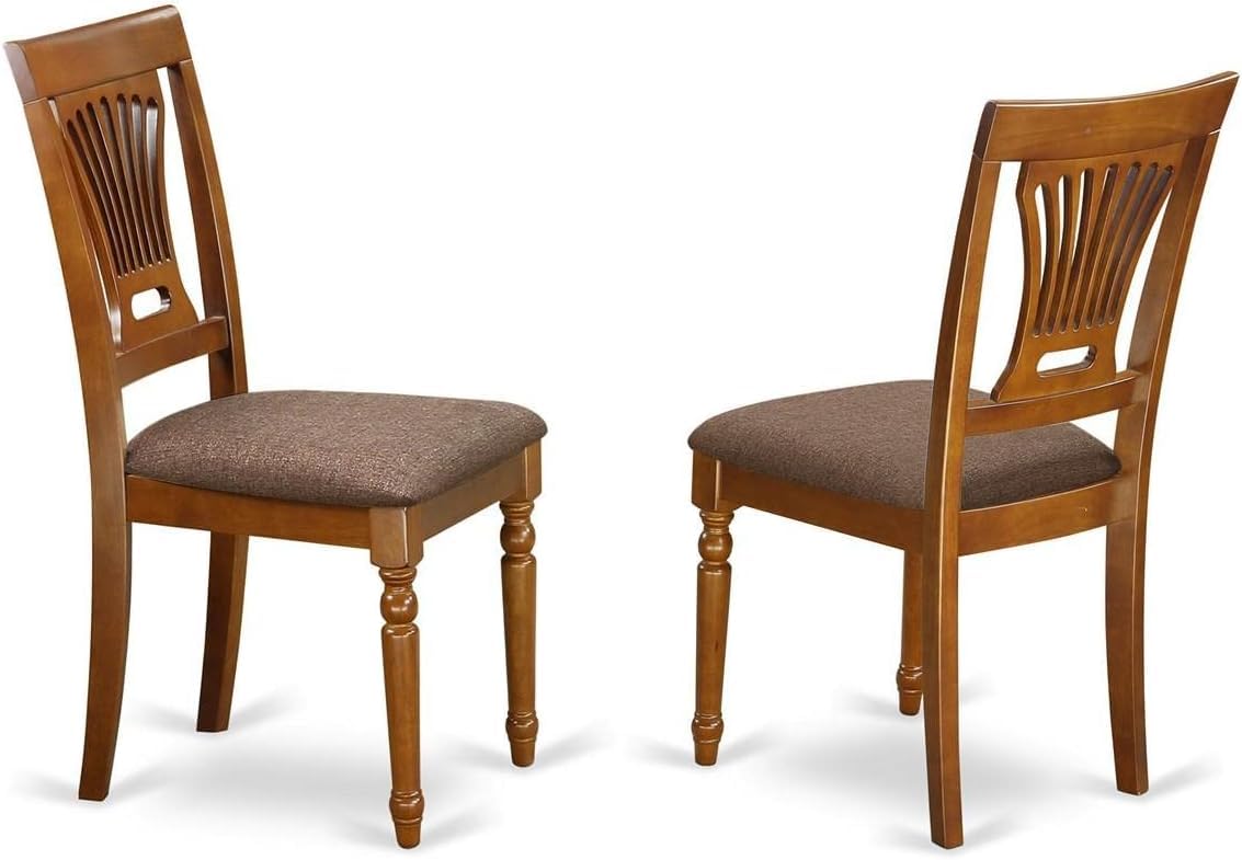 East West Furniture Dining Room Chairs, Set of 2, Saddle Brown