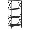 vidaXL 4-Tier Bookcase in Black - Engineered Wood Construction with Industrial Metal Frame, Ample Space, and Adjustable Feet