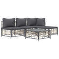 vidaXL 5-Piece Patio Lounge Set with Dark Grey Cushions - Anthracite Poly Rattan, Powder-Coated Steel Frame, Versatile Outdoor Furniture Collection