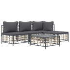 vidaXL 5-Piece Patio Lounge Set with Dark Grey Cushions - Anthracite Poly Rattan, Powder-Coated Steel Frame, Versatile Outdoor Furniture Collection