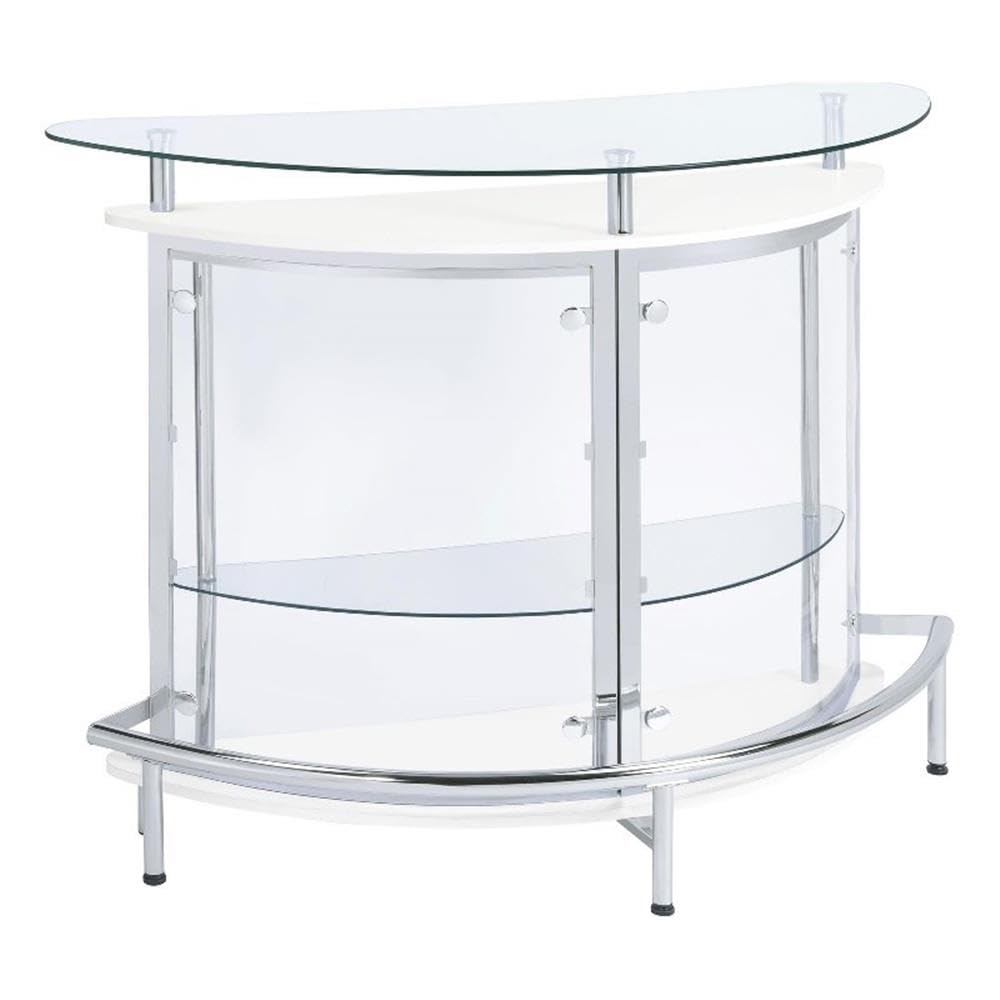 Coaster Home Furnishings Amarillo Contemporary Glass Top Freestanding Home Bar Cabinet White 101066