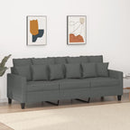 vidaXL 3-Seater Sofa with Durable Fabric Upholstery and Sturdy Metal Frame - Comfortable Contemporary Indoor Seating Experience - Dark Grey