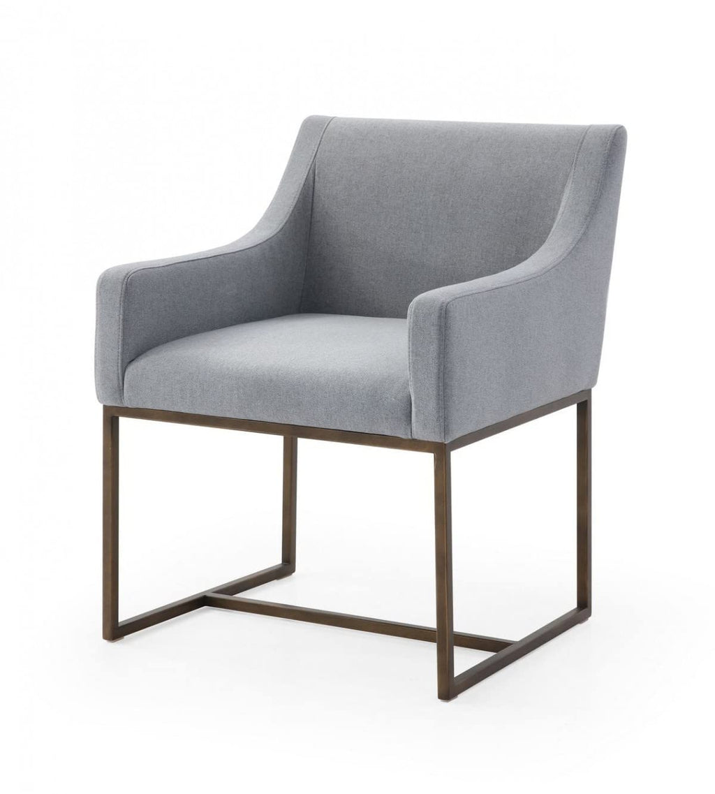 HomeRoots Grey Gray Velvet Antique Brass Dining Chair