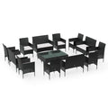 vidaXL Patio Lounge Set 16 Piece, Patio Furniture Set for Outdoor Garden Backyard, Sectional Sofa with Cushions, Loveseat, Poly Rattan Black