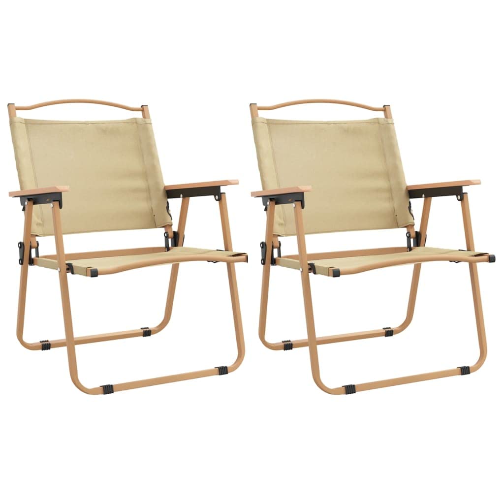 vidaXL - Durable and Lightweight Camping Chairs - Beige, Outdoor Folding Chairs Made with Oxford Fabric and Powder-Coated Steel,