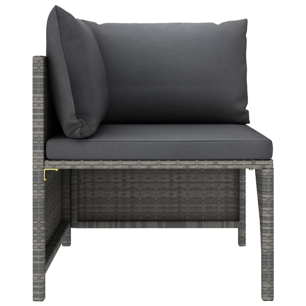 vidaXL - Gray Poly Rattan Sectional Corner Sofa with Cushions | Versatile Outdoor Garden Furniture | Highly Durable & Weather-Resistant | Comfortable Seating