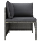 vidaXL 2-Seater Outdoor Garden Sofa with Cushions, Gray Poly Rattan Patio Set with Removable and Washable Polyester Covers, Lightweight for Easy Movement