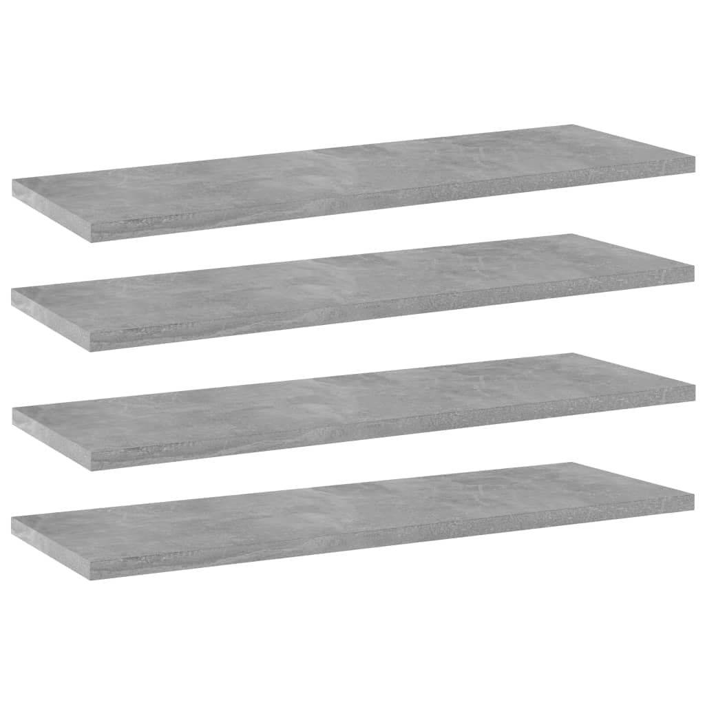 vidaXL Bookshelf Boards 4pcs in Concrete Gray, 23.6x7.9x0.6 - Replaceable Shelving Units Made from Engineered Wood for Multipurpose Storage