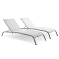 Modway Savannah Modern Aluminum Outdoor Chaise Lounge In White (Set Of 2)