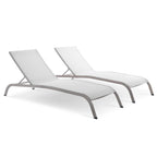 Modway Savannah Modern Aluminum Outdoor Chaise Lounge In White (Set Of 2)