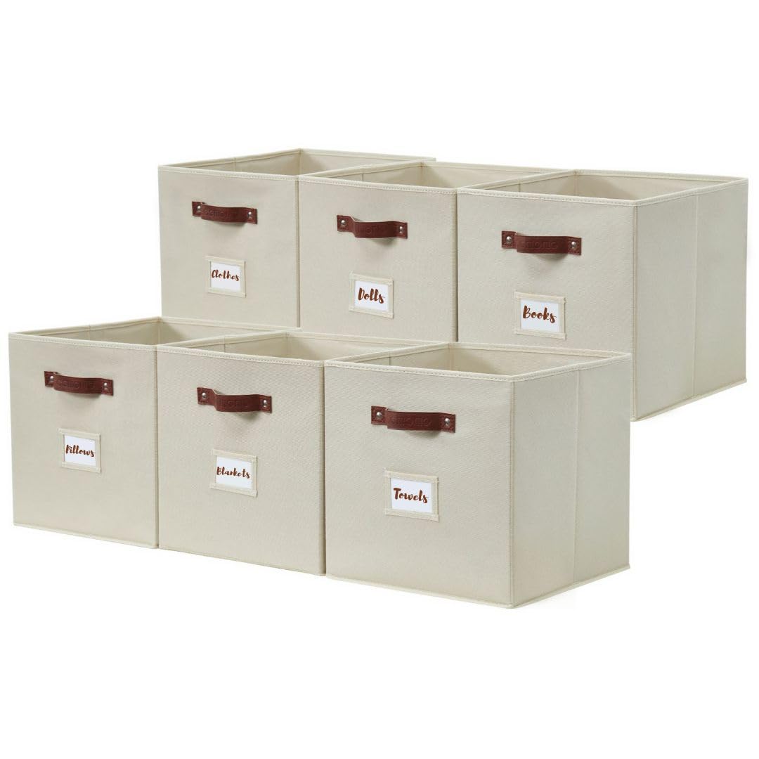 DECOMOMO Storage Bins | Cube Storage Bin with Label Holders, Fabric Storage Cubes for Organizing Shelves Closet Toy Clothes (10.