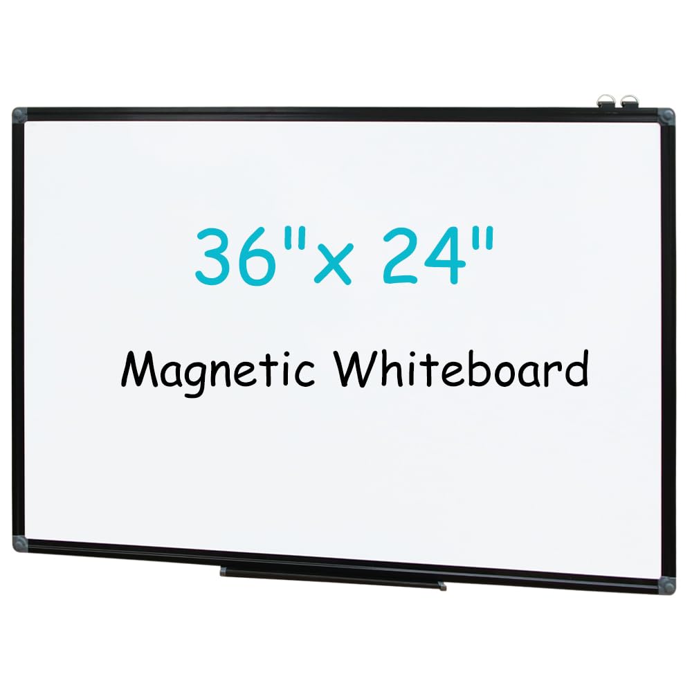Xiwode Magnetic Dry Erase Board, Wall Mounted Whiteboard, 24X36 Inch, Black Aluminum Alloy Frame, Simple And Generous, Smooth Wr
