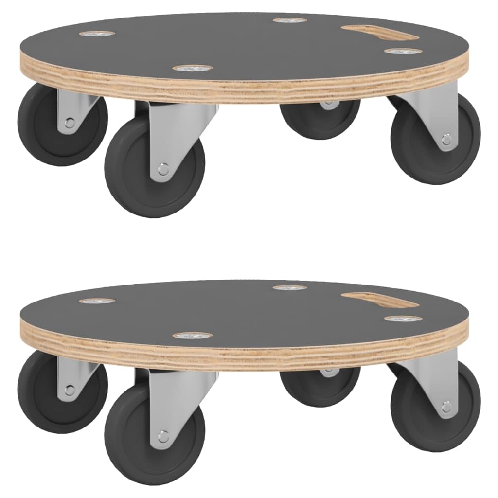 vidaXL Transport Trolleys 2 pcs, Round 15&quot;x4.5&quot;, 551.2 lbs, Heavy-Duty Furniture & Appliance Movers Made with Plywood & PF Covering, Anti-Slip, Compact & Mobile Design