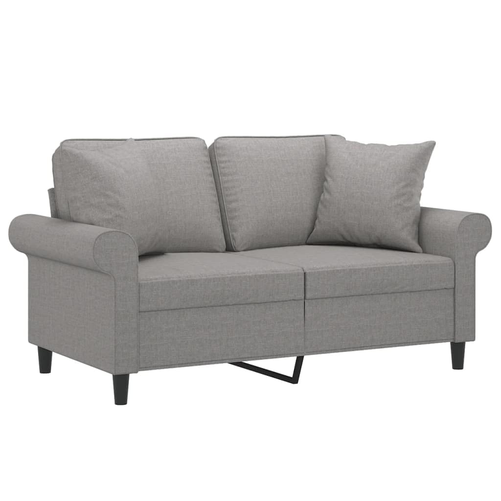 vidaXL Modern 2-Seater Sofa-Dark Gray Fabric, Plywood and Metal Frame, Easy Assembly, Extra Comfort with Pillows and Cushions, Durable 100% Polyester Material