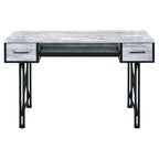 Acme Settea Wooden Top Computer Desk in Antique White and Black