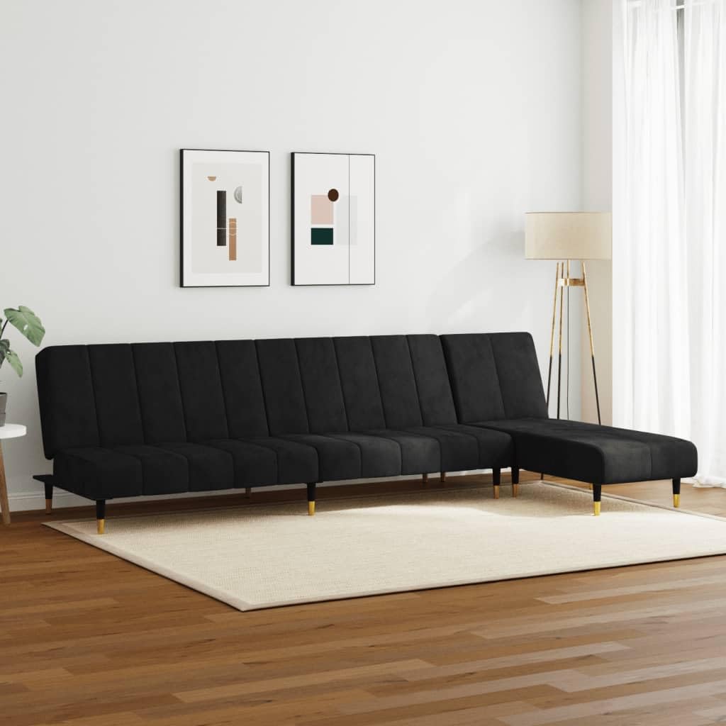 vidaXL Sofa Set 2 pcs Black Velvet, 3216298