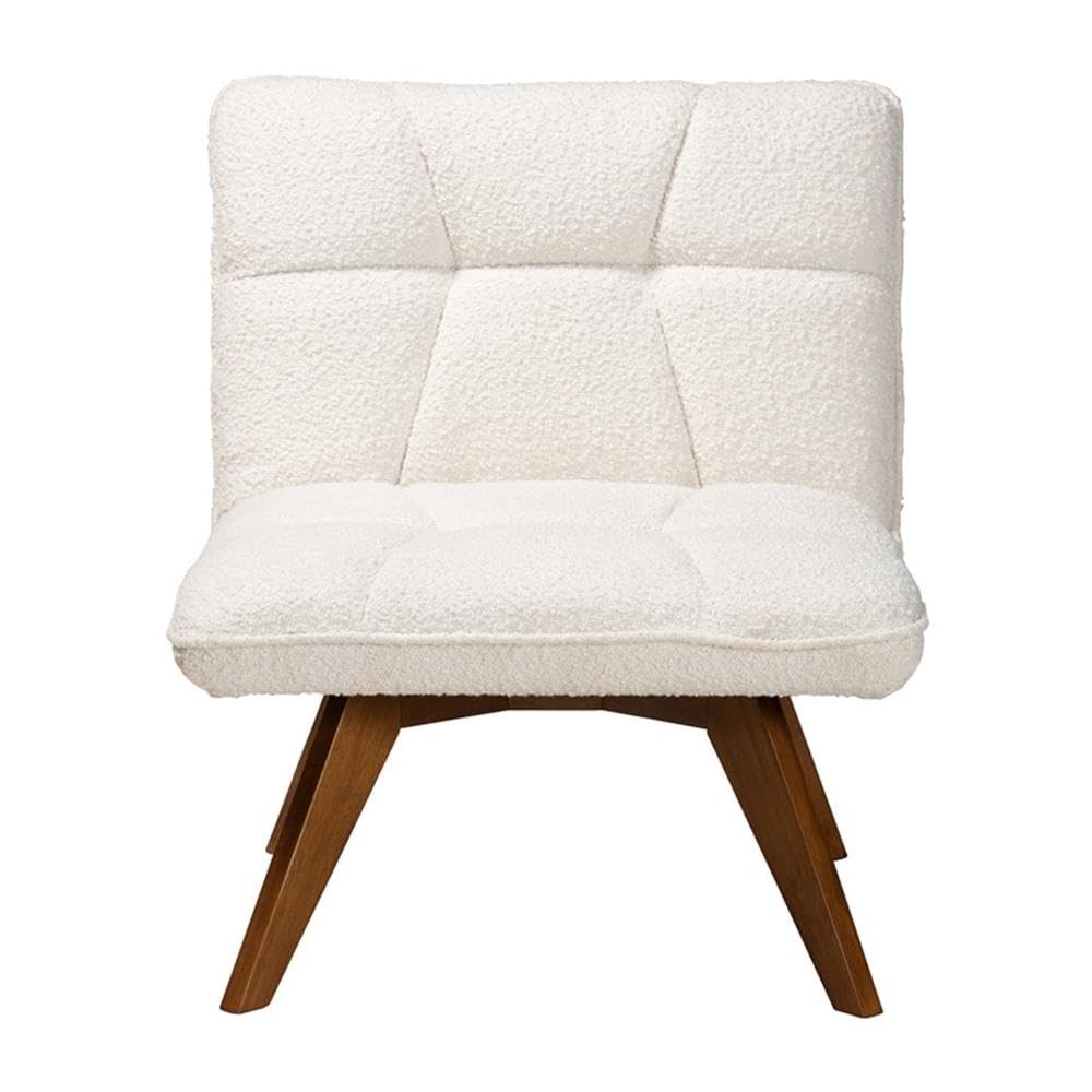 Baxton Studio Darielle Japandi Cream Boucle Fabric and Walnut Brown Finished Rubberwood Accent Chair