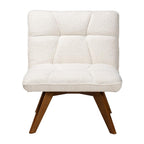 Baxton Studio Darielle Japandi Cream Boucle Fabric and Walnut Brown Finished Rubberwood Accent Chair