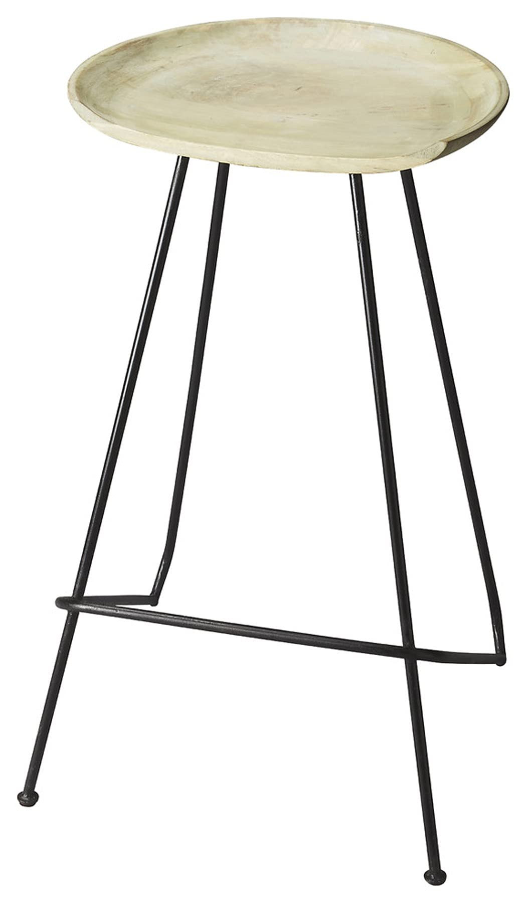 HomeRoots Multi-Color Mango Wood Solids, Iron Abstract Iron Backless Bar Stool