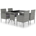 vidaXL Patio Dining Set 5 Piece Outdoor Garden Terrace Yard Patio Table and Chair Seating Seat Dining Set Furniture Poly Rattan Anthracite and Gray