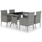 vidaXL Patio Dining Set 5 Piece Outdoor Garden Terrace Yard Patio Table and Chair Seating Seat Dining Set Furniture Poly Rattan Anthracite and Gray