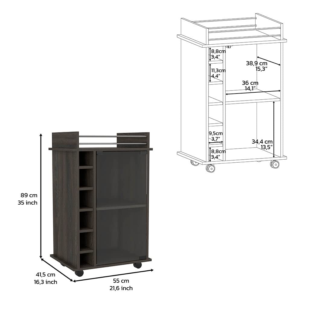 Harvey 2 Piece Living Room Set, Tv Stand + Bar Cart, Black/Espresso