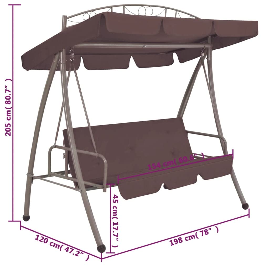 vidaXL Outdoor Swing Chair w/Canopy Hammock Porch Garden Sand White/Coffee