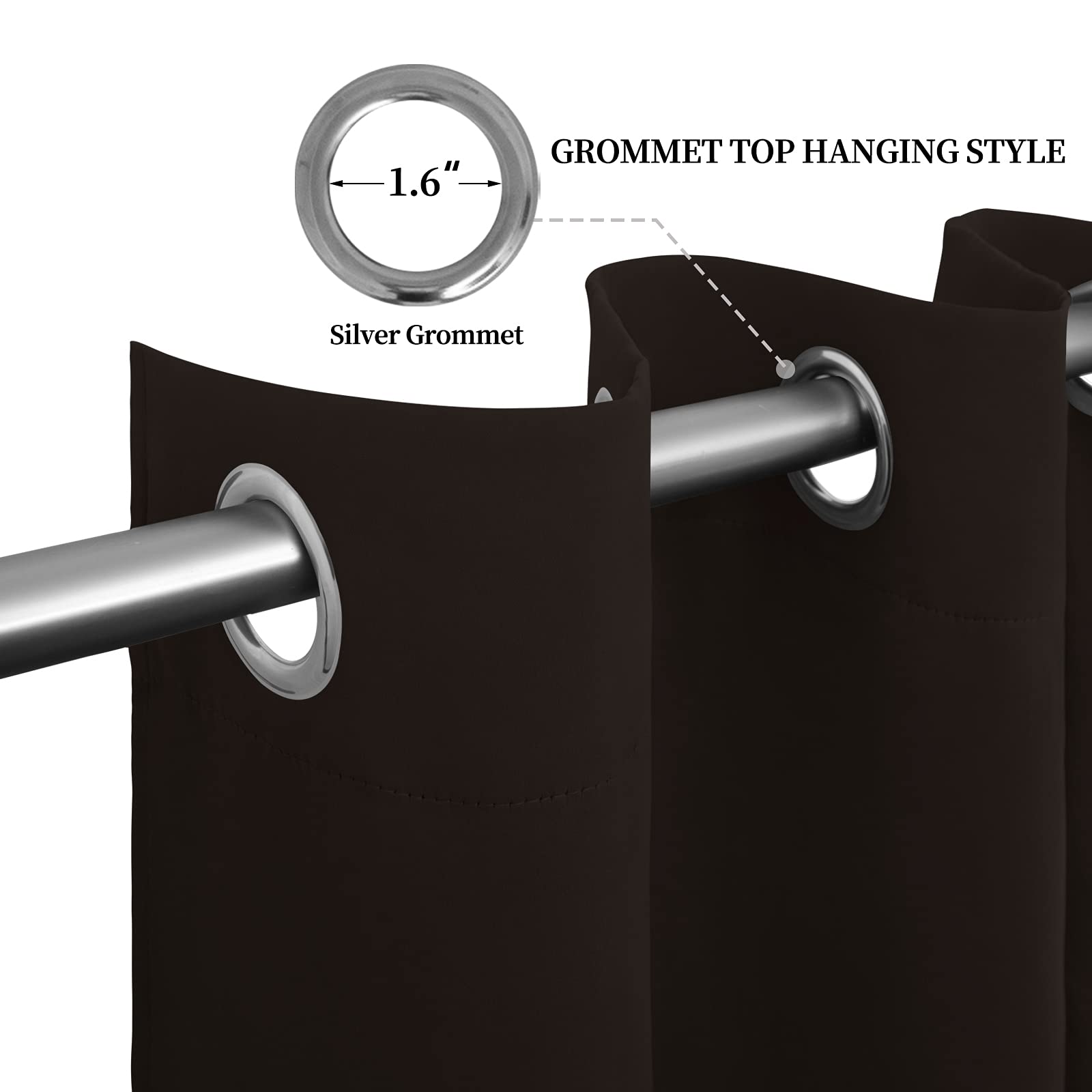 Easy-Going Blackout Curtains For Bedroom, Solid Thermal Insulated Grommet And Noise Reduction Window Drapes, Room Darkening Curtains For Living Room, 2 Panels(52X108 In,Dark Brown)