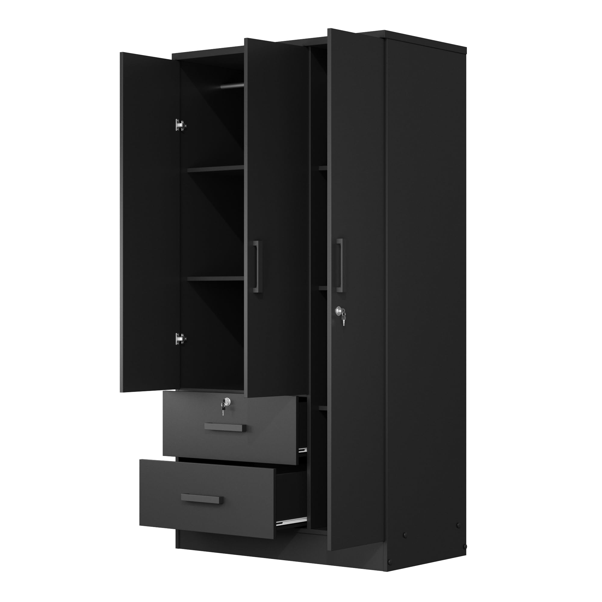 Woodpeckers Furniture And Mattress Symphony Wardrobe Closet with Two Drawers (Black)