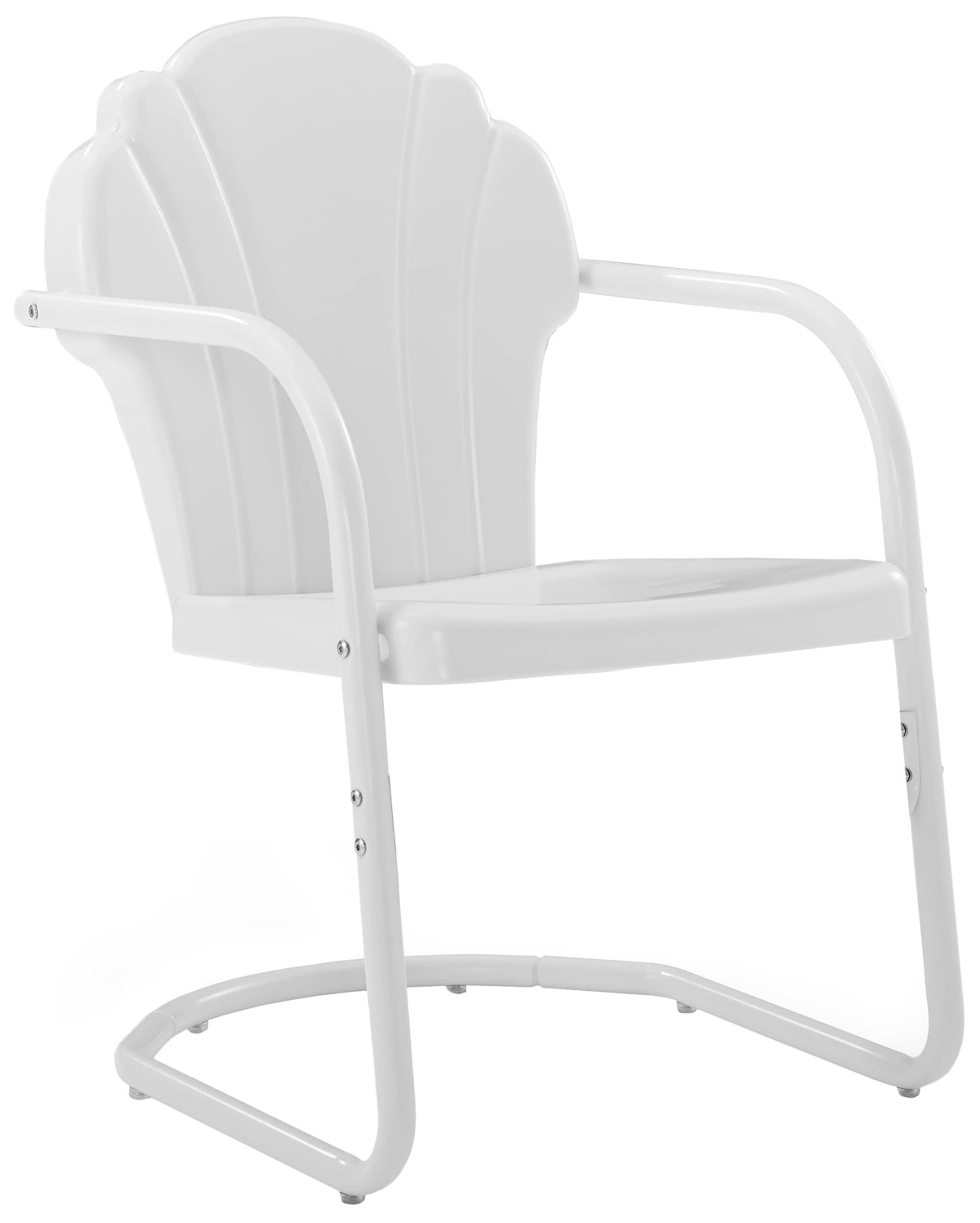 Crosley Furniture Tulip 2-Piece Outdoor Chair Set, Retro Metal Patio Chairs for Dining, Porch, Deck, Balcony, White Satin