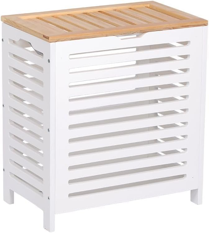 Large Wooden Bamboo Hamper With Lid Laundry Clothes Storage Bins, Laundry Sorter Basket Home Organizer For Clothing, Laundry Roo