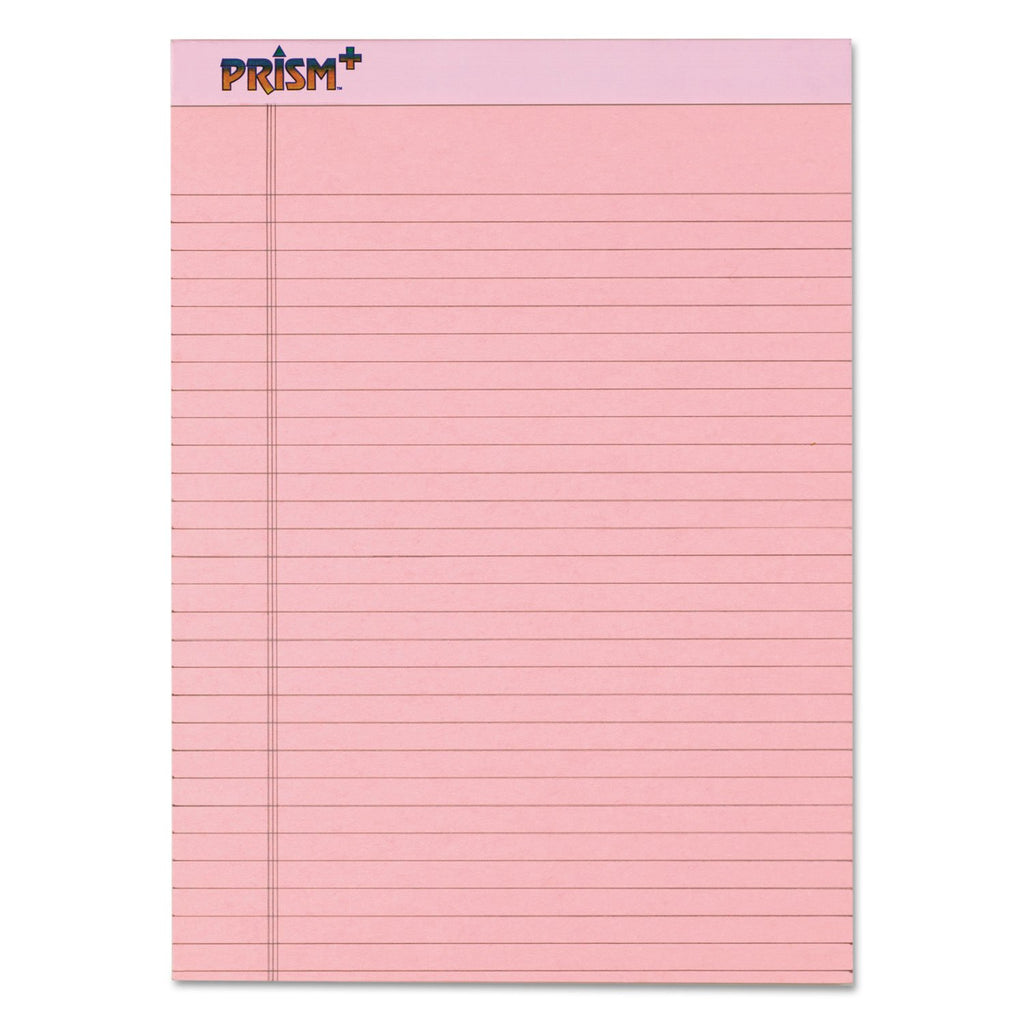Tops Prism Writing Pads, 8-1/2' X 11-3/4', Legal Rule, Pink, Perforated, 50 Sheets, 12 Pack (63150)