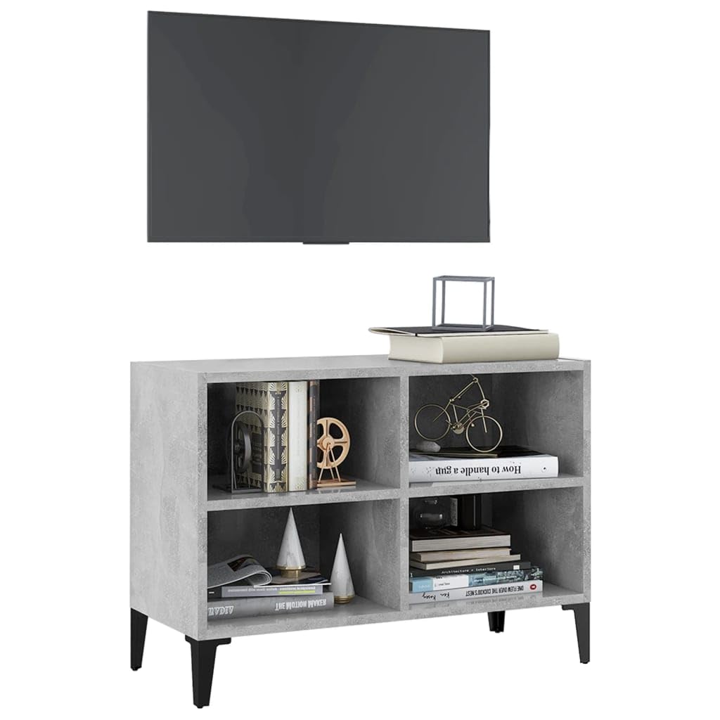 vidaXL TV Cabinet with Metal Legs Concrete Gray 27.4&quot;x12&quot;x20&quot;