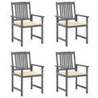 vidaXL Patio Chairs with Cream Cushions 4 pcs - Outdoor Furniture for Garden, Lawn or Deck - Solid Acacia Wood with Gray Wash Finish