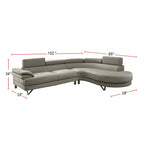 simple relax Faux Leather 2 Piece Sectional in Light Grey