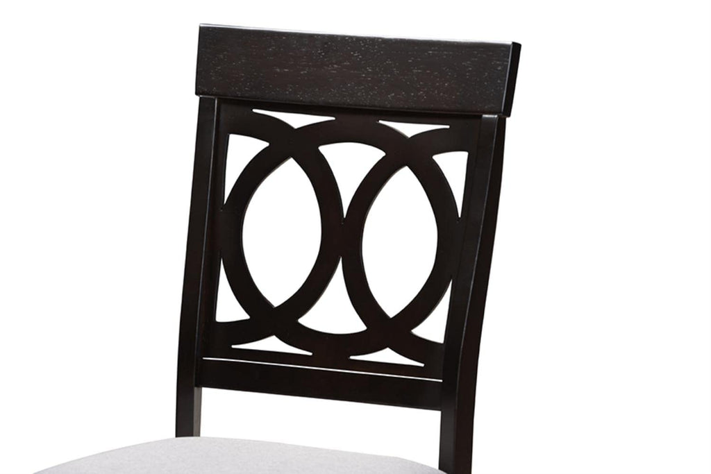 Baxton Studio Lucie Modern and Contemporary Grey Fabric Upholstered Espresso Brown Finished 5-Piece Wood Dining Set