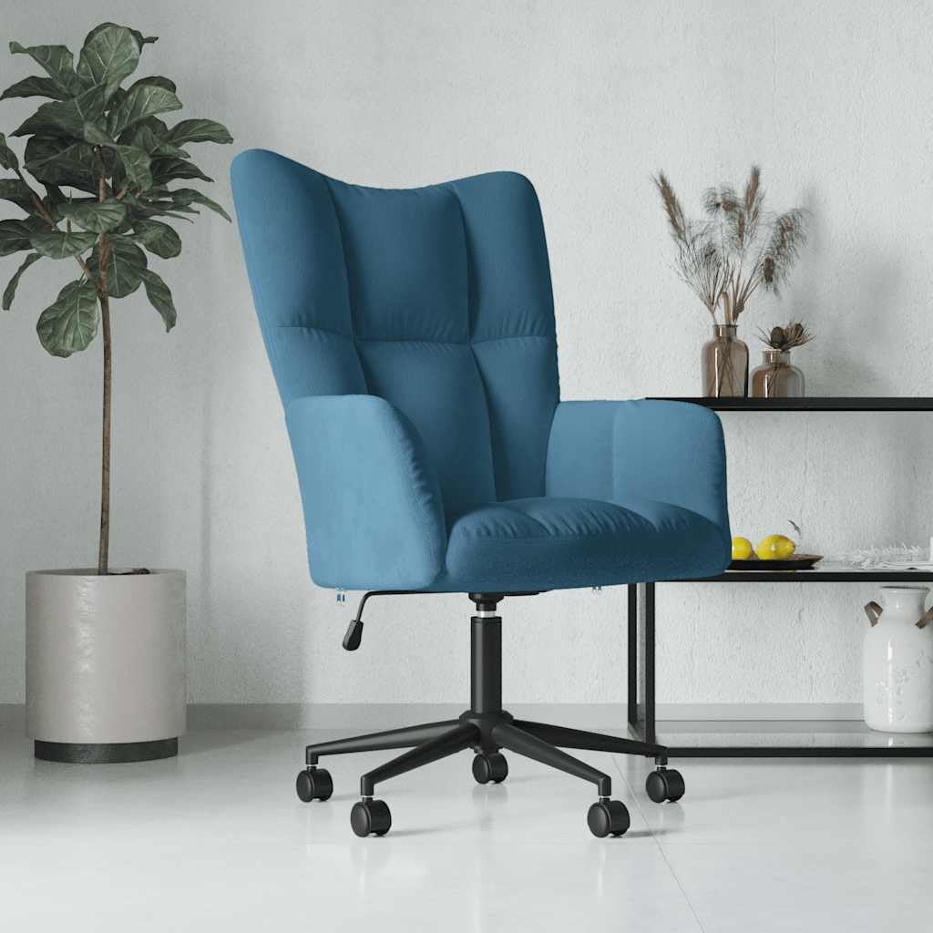 vidaXL Blue Velvet Modern Relaxing Chair