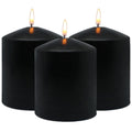 3x4 Inch Black Pillar Candles, 3 Packs Unscented Smokeless Dripless Halloween Cylinder Candles for Christmas, Wedding, Party, Ho