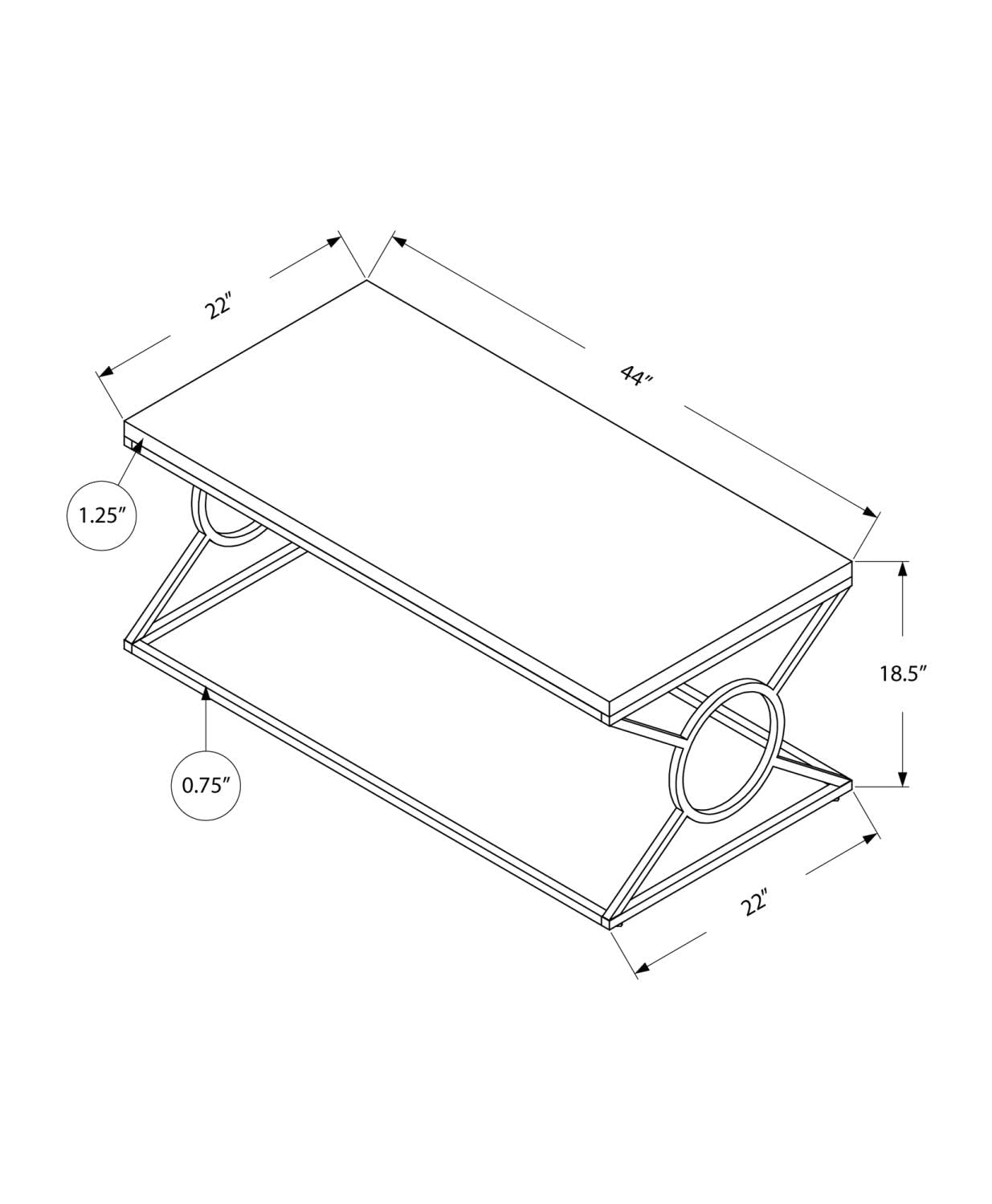 Monarch Specialties I COFFEE TABLE, WHITE