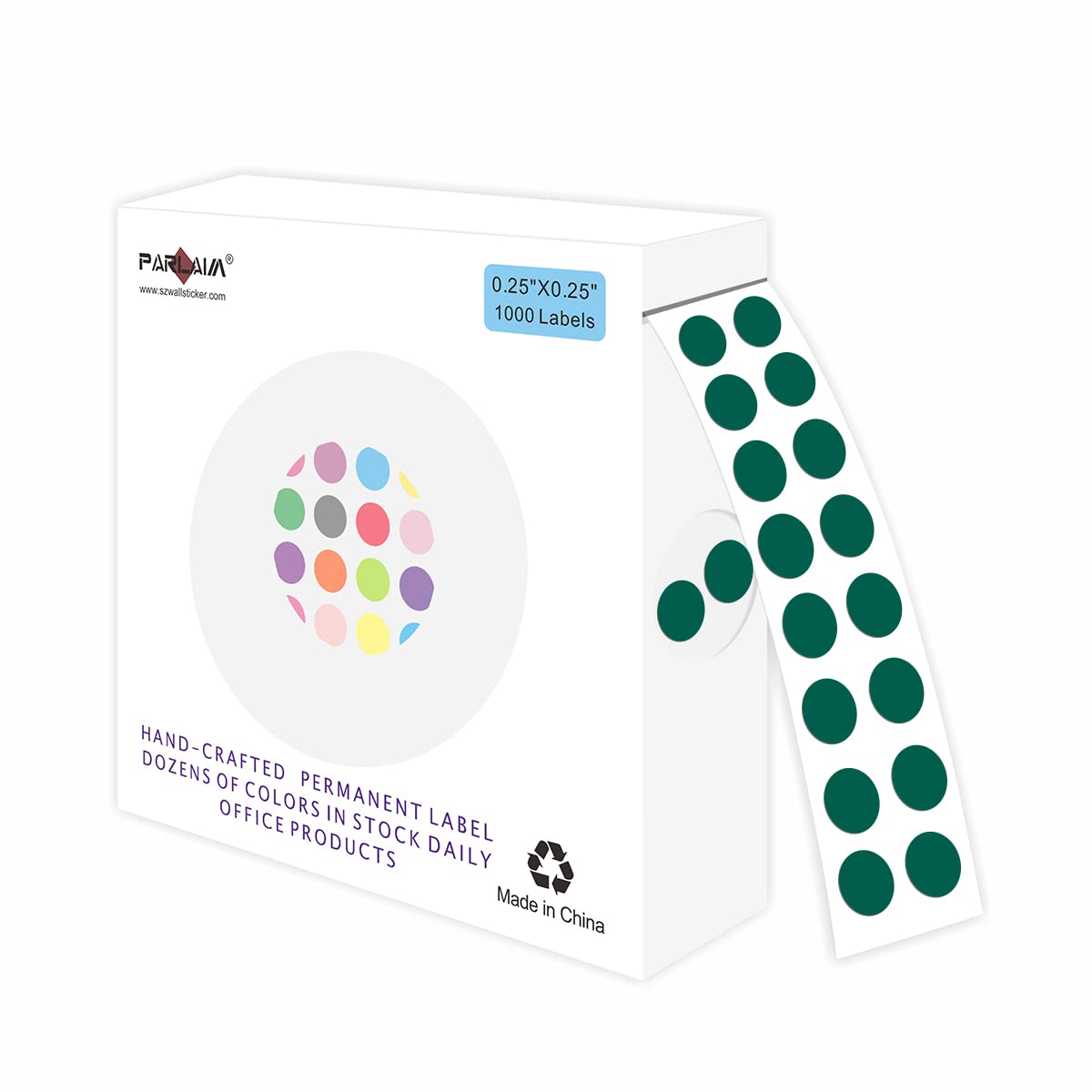 Parlaim 0.25 Inch Color-Code Dot Stickers,1000 Stickers Circle Colorful Coding Label Sticker For Office Classroom (Froest Green)