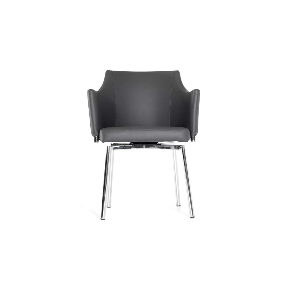 HomeRoots Steel, Leatherette, Stee 32' Grey Leatherette and Steel Dining Chair