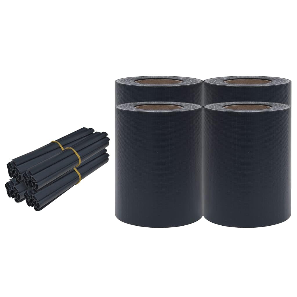 vidaXL 4 pcs Outdoor Privacy Screens in Matte Dark Gray - Size 114.8' x 0.6' - Made from Weatherproof PVC - Easy Installation wi
