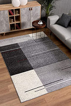 HomeRoots Grey 100% Twisted Polyester 7â€ x 9â€ Gray Modern Geometric Area Rug
