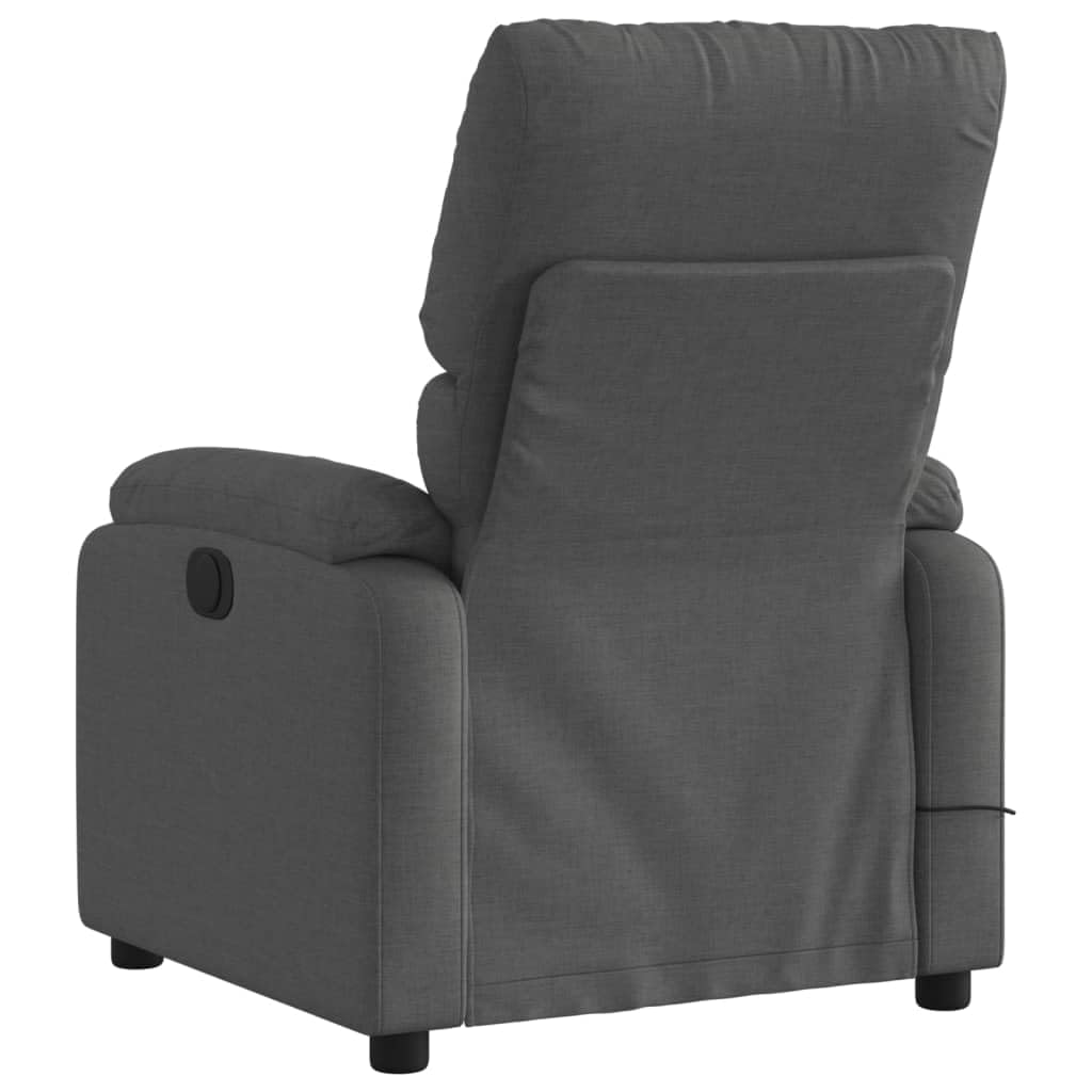 vidaXL Massage Recliner Chair - Dark Gray Fabric Seat with Manual Reclining and Vibration Function, Side Pocket, Adjustable Footrest and Backrest, Wood & Metal Frame for Living Room/Office
