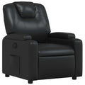 vidaXL Black Faux Leather Recliner - Manual Reclining Function, Dual Cup Holders, 135-Degree Tilt, Padded Armchair for Living Room, Standard, 372389