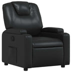 vidaXL Black Faux Leather Recliner - Manual Reclining Function, Dual Cup Holders, 135-Degree Tilt, Padded Armchair for Living Room, Standard, 372389